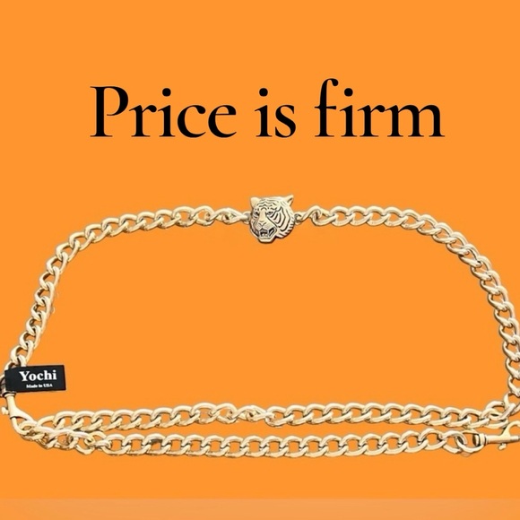 Yochi $118 Tiger Head Chain Belt NWT *price firm* - Picture 1 of 4